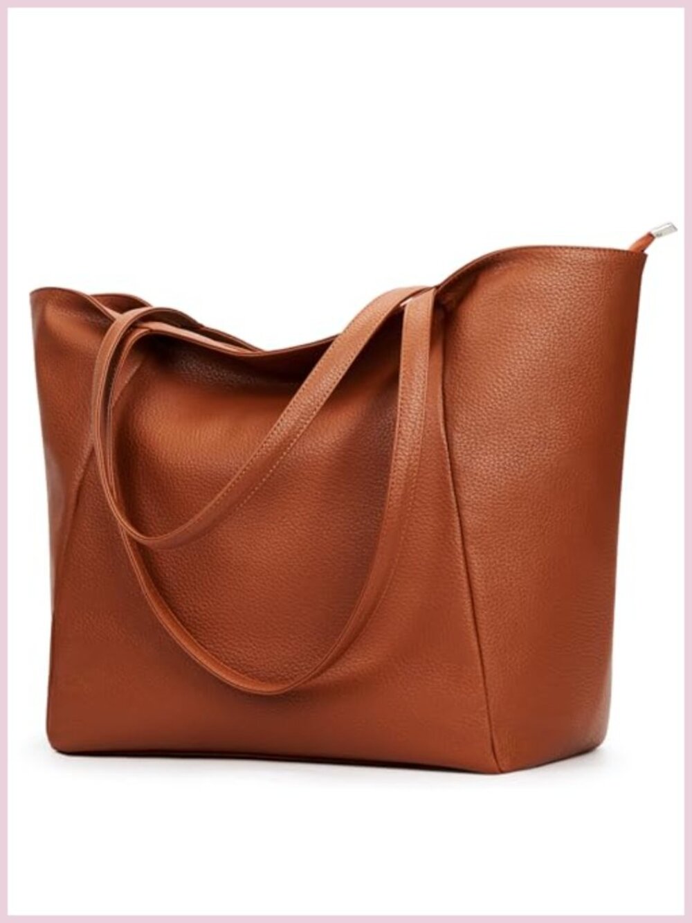 Large Tote Bag Vegan Leather 16L Casual Zipper Work Weekender